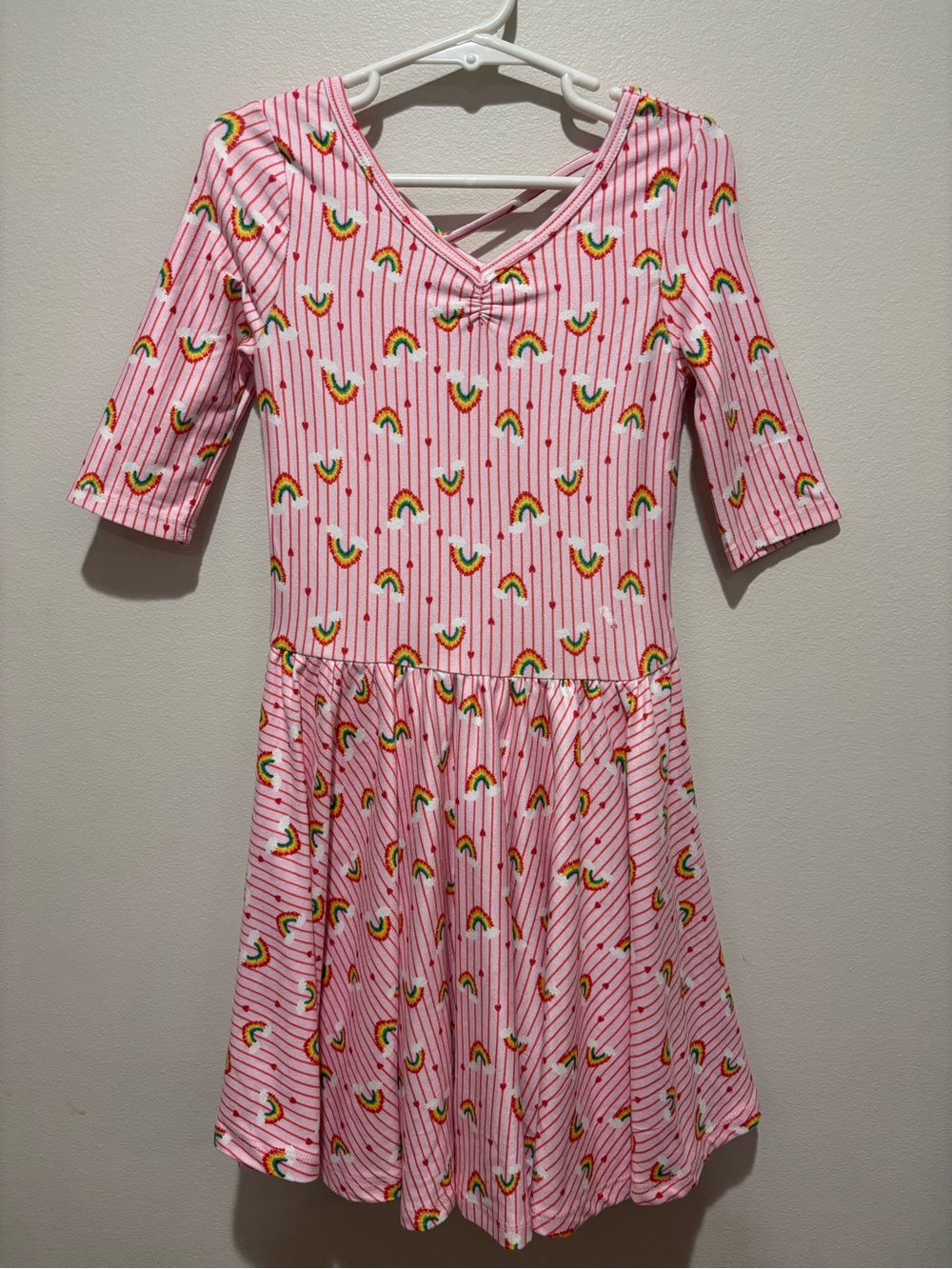 Dot Dot Smile Rainbow Heart Striped Skater Dress Soft Stretchy Back to School